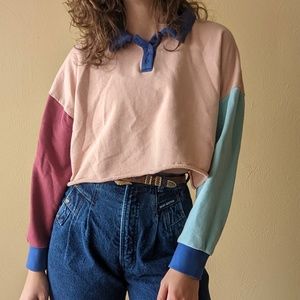 colorblock pastel cropped sweatshirt